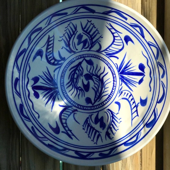 {SOLD}🤍Hand-spun Large Asian Serving Bowl Pottery💙 - Picture 4 of 8